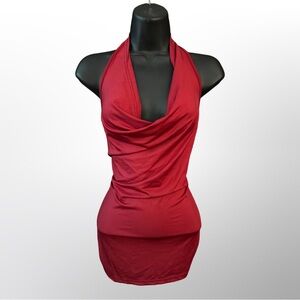 Red Stretchy Halter Shirt